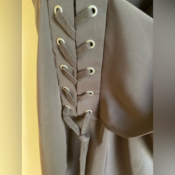 AllSaints - Aures Front Lace up Khaki Wrap Mini Dress - Picture 5 of 7